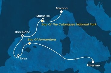 Itálie, , Francie, Španělsko ze Savony na lodi Costa Toscana