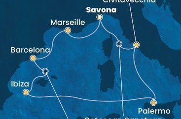 Itálie, Francie, Španělsko ze Savony na lodi Costa Toscana