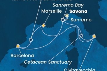 Itálie, Španělsko, Francie ze Savony na lodi Costa Toscana