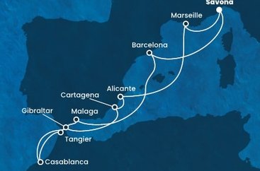 Itálie, Španělsko, Maroko, Velká Británie, Francie ze Savony na lodi Costa Diadema