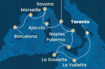 Itálie, Malta, Tunisko, Francie, Španělsko na lodi Costa Fascinosa