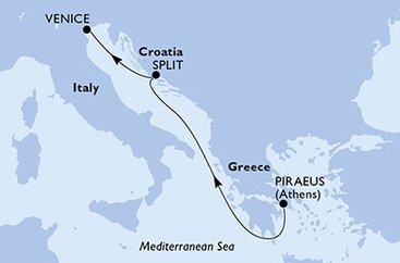 Řecko, Chorvatsko, Itálie z Pirea na lodi MSC Armonia