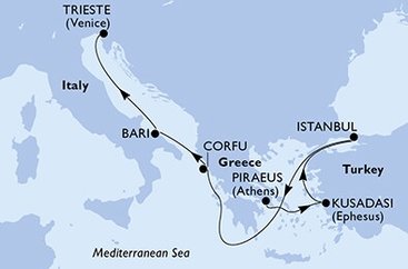 Řecko, Turecko, Itálie z Pirea na lodi MSC Splendida