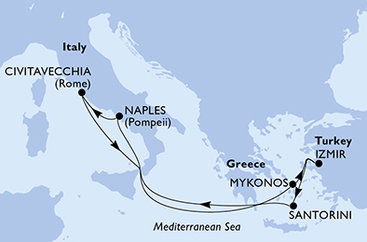 Itálie, Řecko, Turecko z Neapole na lodi MSC Divina