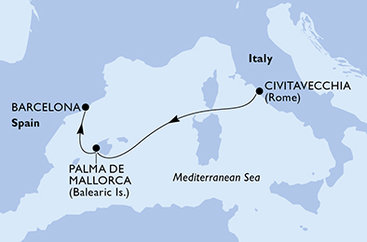 Itálie, Španělsko z Civitavecchia na lodi MSC Seaview