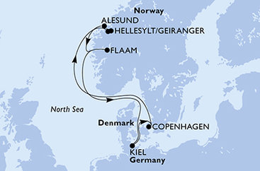 Německo, Dánsko, Norsko z Kielu na lodi MSC Euribia