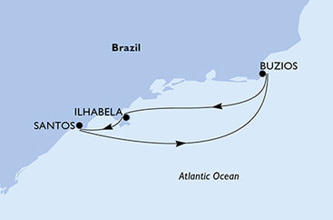 Brazílie ze Santosu na lodi MSC Armonia