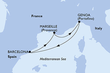 Španělsko, Francie, Itálie z Barcelony na lodi MSC Fantasia