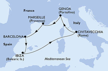 Španělsko, Itálie, Francie z Barcelony na lodi MSC Orchestra