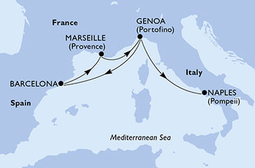 Itálie, Španělsko, Francie z Janova na lodi MSC Fantasia