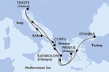 Turecko, Řecko, Itálie z Istanbulu na lodi MSC Fantasia