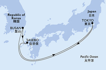 Japonsko, Jižní Korea z Tokia na lodi MSC Bellissima