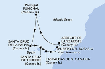 Španělsko, Portugalsko z Tenerife na lodi MSC Opera