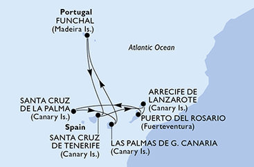 Španělsko, Portugalsko z Las Palmas na lodi MSC Musica