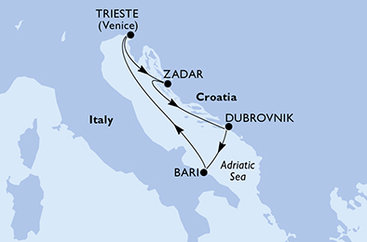 Itálie, Chorvatsko z Bari na lodi MSC Fantasia