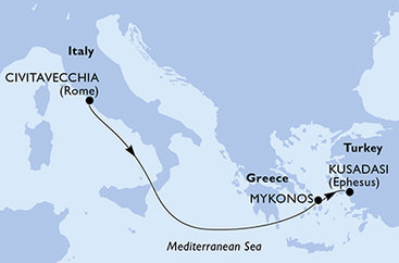 Itálie, Řecko, Turecko z Civitavecchia na lodi MSC Divina