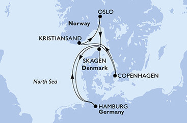 Německo, Dánsko, Norsko z Hamburku na lodi MSC Preziosa