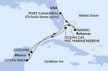 USA, Bahamy, Mexiko z Port Canaveralu na lodi MSC Grandiosa