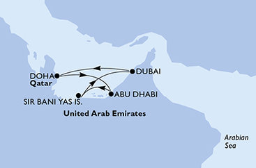 Spojené arabské emiráty, Katar z Dubaje na lodi MSC Euribia