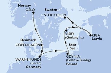 Norsko, Dánsko, Německo, Polsko, Švédsko, Lotyšsko z Osla na lodi MSC Magnifica