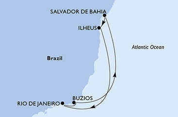 Brazílie z Rio de Janeira na lodi MSC Armonia