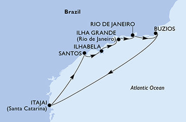 Brazílie z Rio de Janeira na lodi MSC Lirica