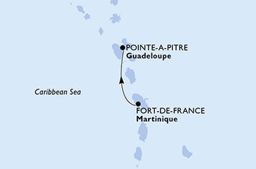 Martinik, Guadeloupe z Fort-de-France, Martinik na lodi MSC Virtuosa