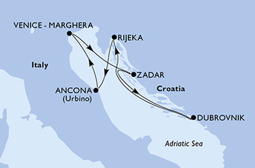 Itálie, Chorvatsko z Ancony na lodi MSC Lirica