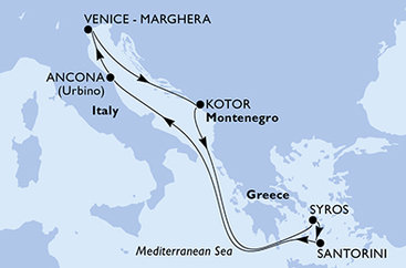 Itálie, Černá Hora, Řecko z Ancony na lodi MSC Lirica