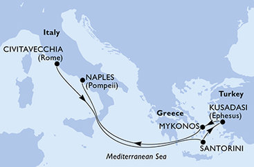 Itálie, Řecko, Turecko z Civitavecchia na lodi MSC Divina