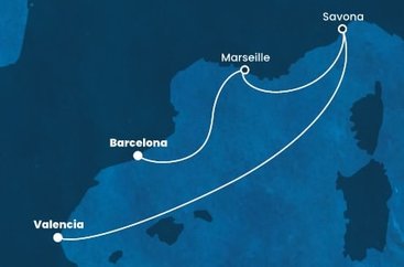 Španělsko, Itálie, Francie z Valencie na lodi Costa Favolosa