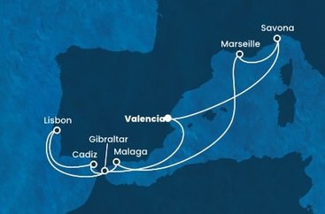 Španělsko, Itálie, Francie, Portugalsko, Velká Británie z Valencie na lodi Costa Favolosa