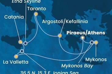 Řecko, Malta, Itálie z Pirea na lodi Costa Fascinosa