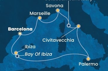 Španělsko, Itálie, Francie z Barcelony na lodi Costa Toscana