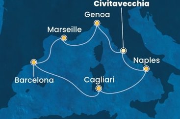 Itálie, Francie, Španělsko z Civitavecchia na lodi Costa Toscana