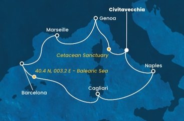 Itálie, Francie, Španělsko z Civitavecchia na lodi Costa Smeralda