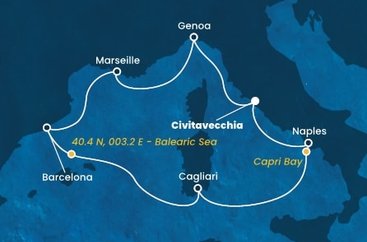 Itálie, Francie, Španělsko z Civitavecchia na lodi Costa Smeralda