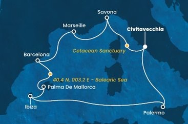 Itálie, Francie, Španělsko z Civitavecchia na lodi Costa Toscana