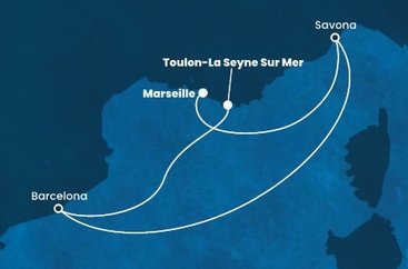 Francie, Itálie, Španělsko z Marseille na lodi Costa Fascinosa