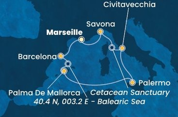 Francie, Španělsko, Itálie z Marseille na lodi Costa Toscana