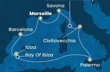 Francie, Španělsko, Itálie z Marseille na lodi Costa Toscana