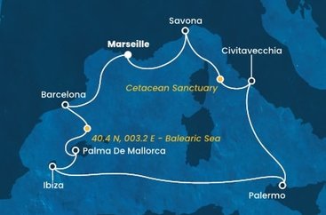 Francie, Španělsko, Itálie z Marseille na lodi Costa Toscana