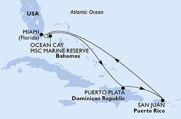 USA, Dominikánská republika, Bahamy z Miami na lodi MSC Seascape