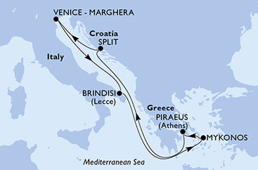 Chorvatsko, Itálie, Řecko ze Splitu na lodi MSC Armonia