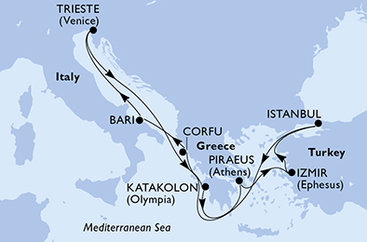 Turecko, Řecko, Itálie z Istanbulu na lodi MSC Fantasia