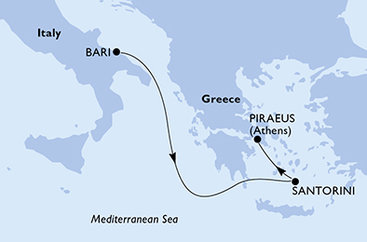 Itálie, Řecko z Bari na lodi MSC Sinfonia