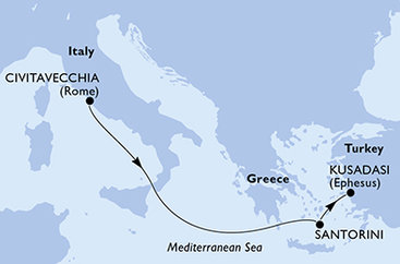 Itálie, Řecko, Turecko z Civitavecchia na lodi MSC Divina